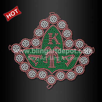 AKA with Ivy Leaf Iron on Rhinestone Transfer for Woman Shirts